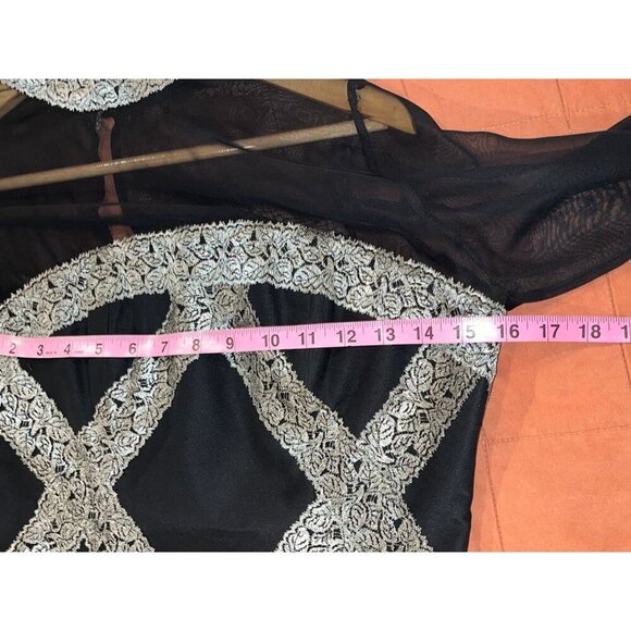 Liancarlo Vintage Sheer Black Long Sleeve  Mini Dress Women's size 6 - Picture 6 of 10